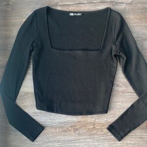 Zara Elegant Black Long Sleeve Top